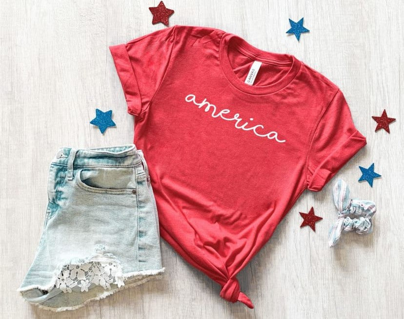 America | cursive print