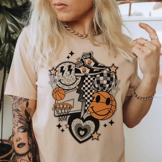 Retro Busy Basketball Smiles