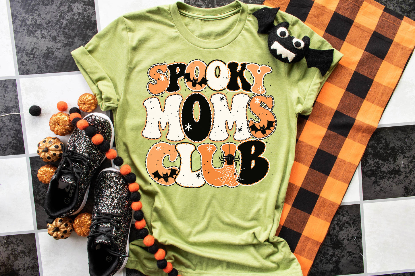 Spooky Mom's Club (Orange, Black and White writing)