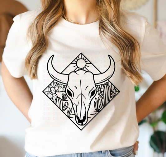 Diamond Cactus Bull Skull