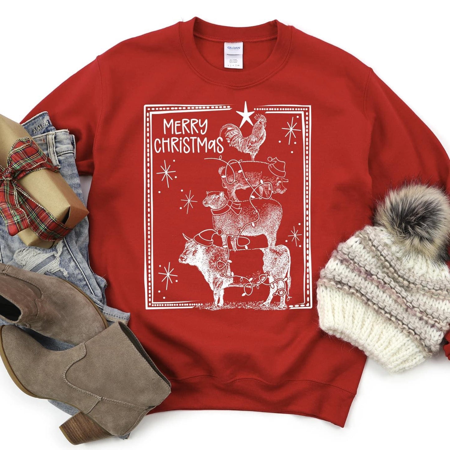 Farm Animal Merry Christmas