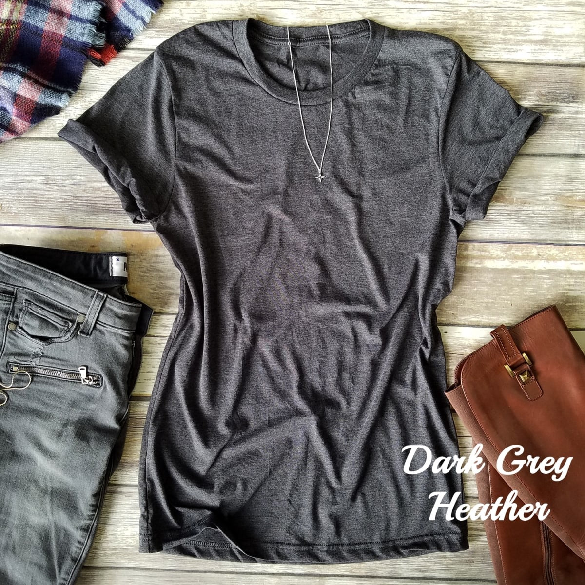 Short Sleeve Crew Basic T-shirt | BLACK & GREY