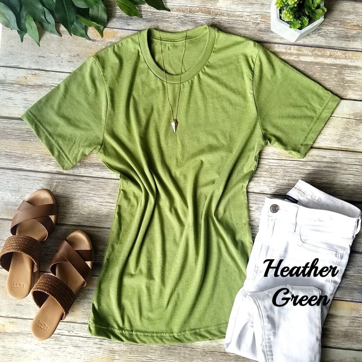 Short Sleeve Crew Basic T-shirt | LIGHT GREENS