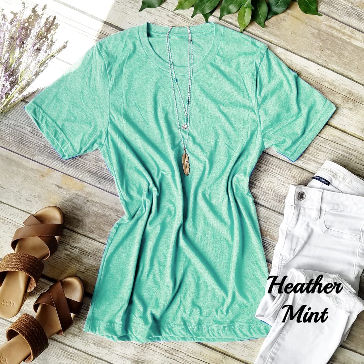 Short Sleeve Crew Basic T-shirt | LIGHT GREENS