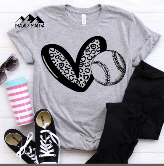 CHEETAH HEART AND BALL  | Baseball | Softball