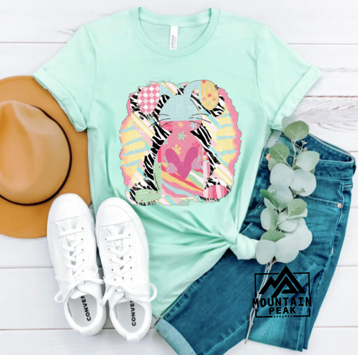 Colorful Bunny, ripped paper look | Easter