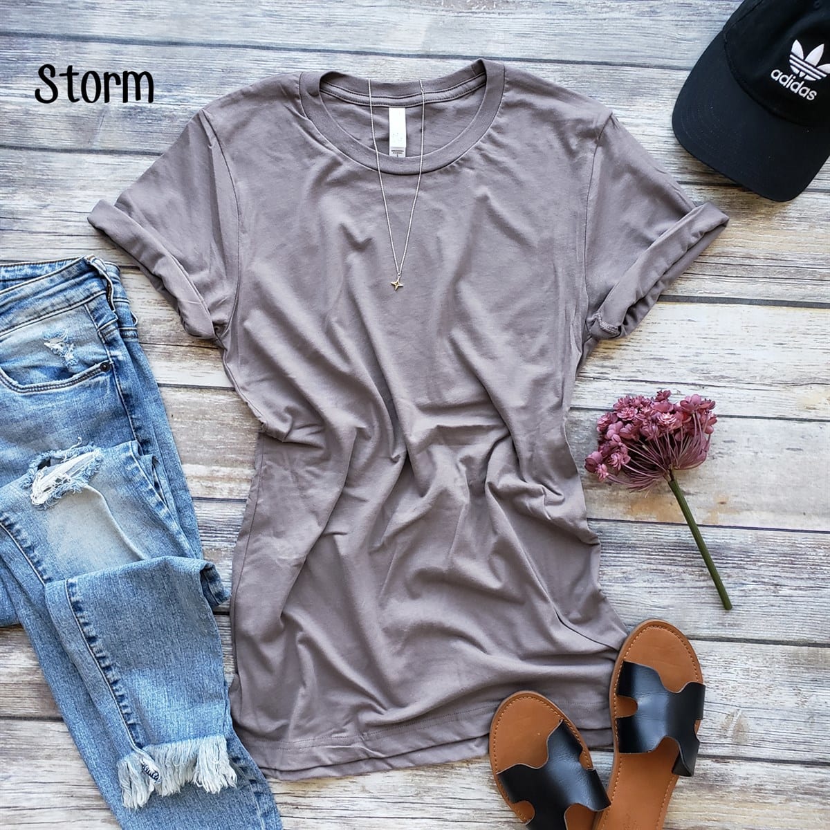 Short Sleeve Crew Basic T-shirt | BLACK & GREY