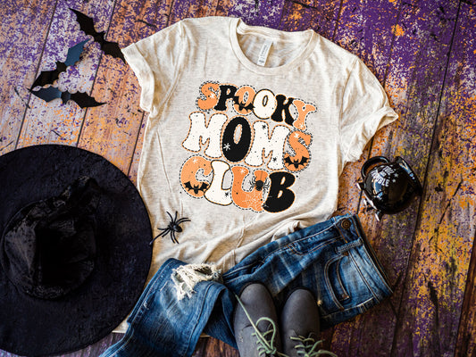 Spooky Mom's Club (Orange, Black and White writing)