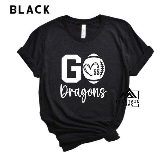 Go Dragons Football w/ # | Football | Sports