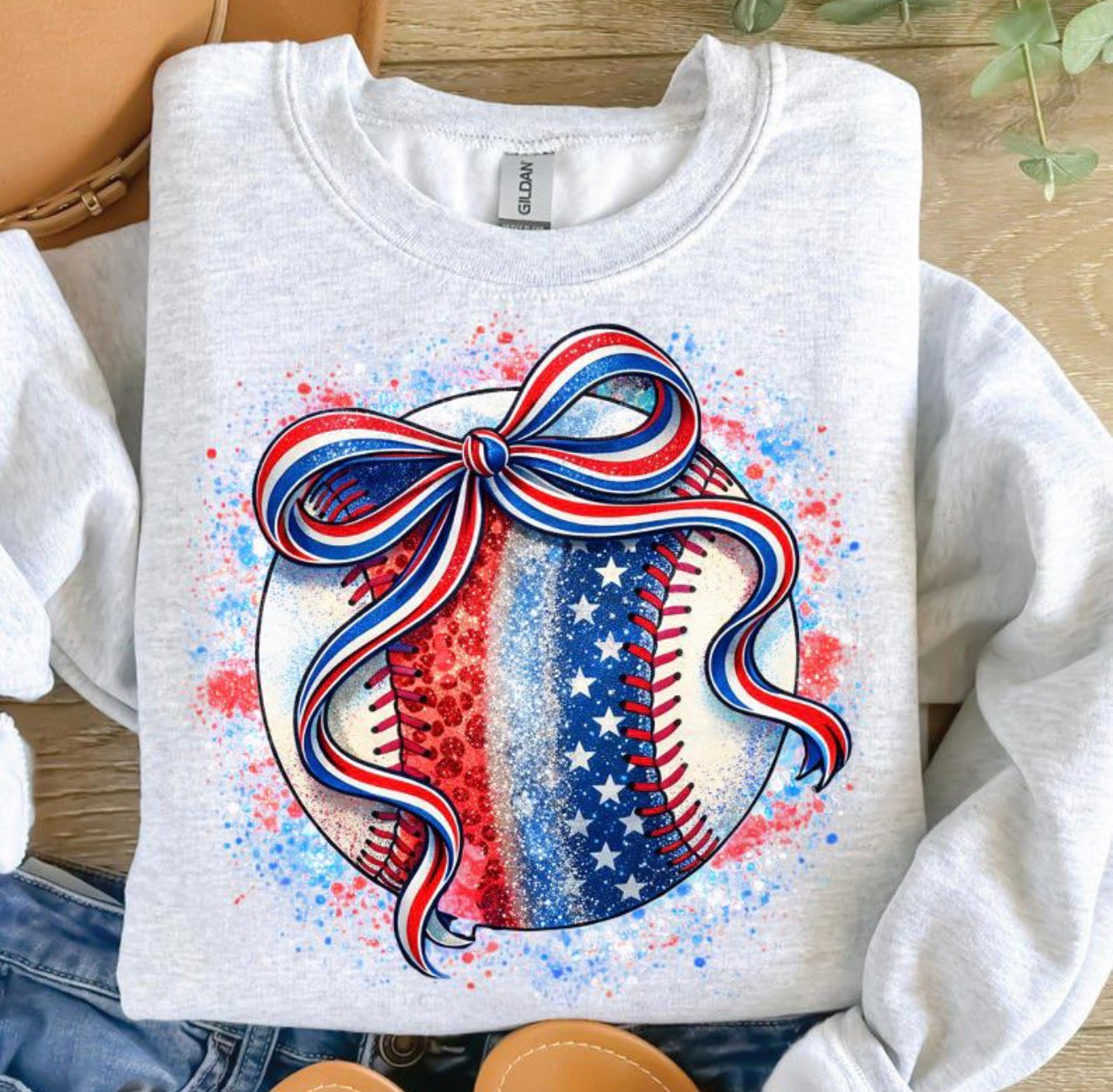 Red/White/Blue Baseball Bow | Baseball/Softball | Sports