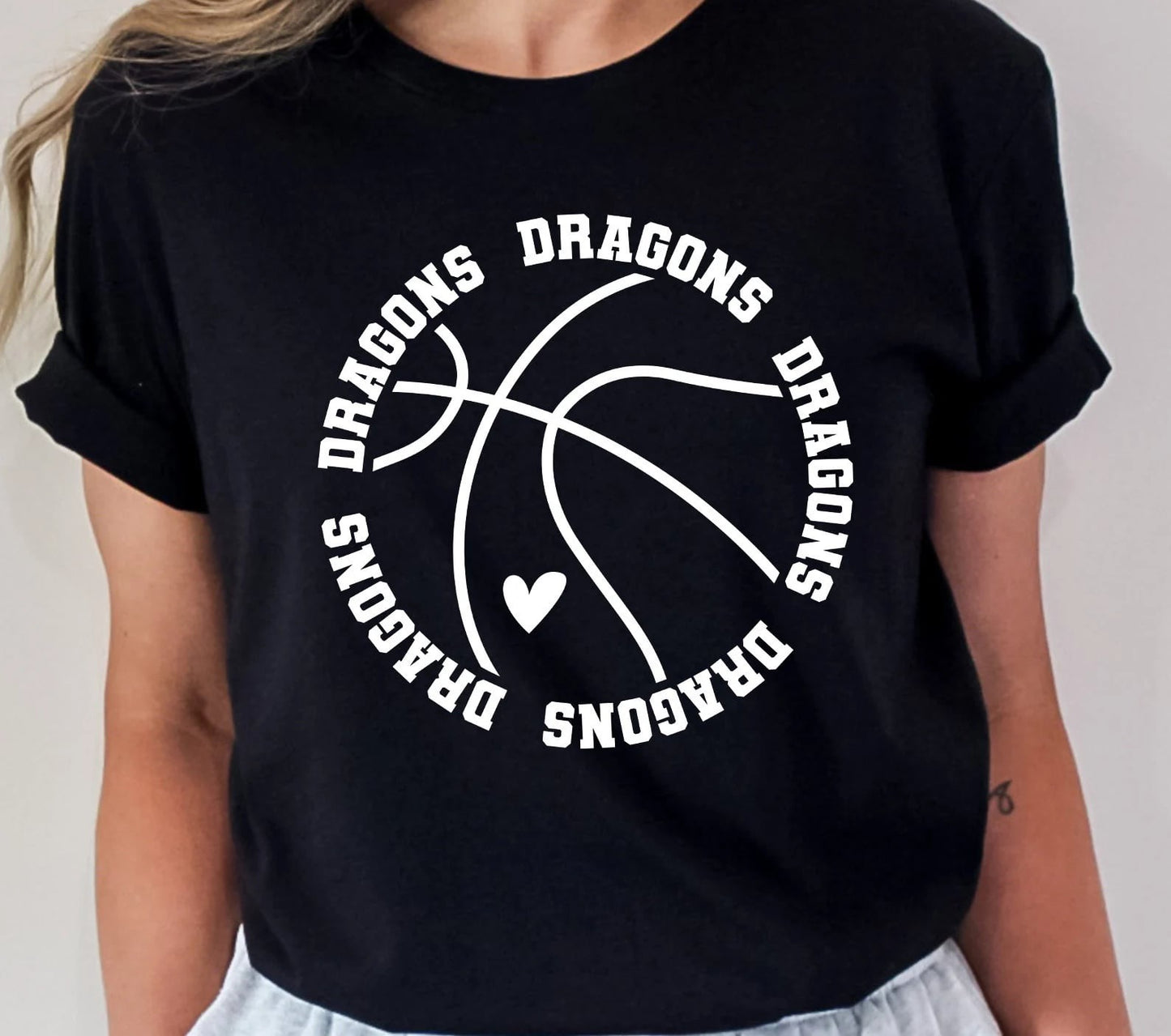 Dragons Basketball w/ small heart | Basketball | Sport