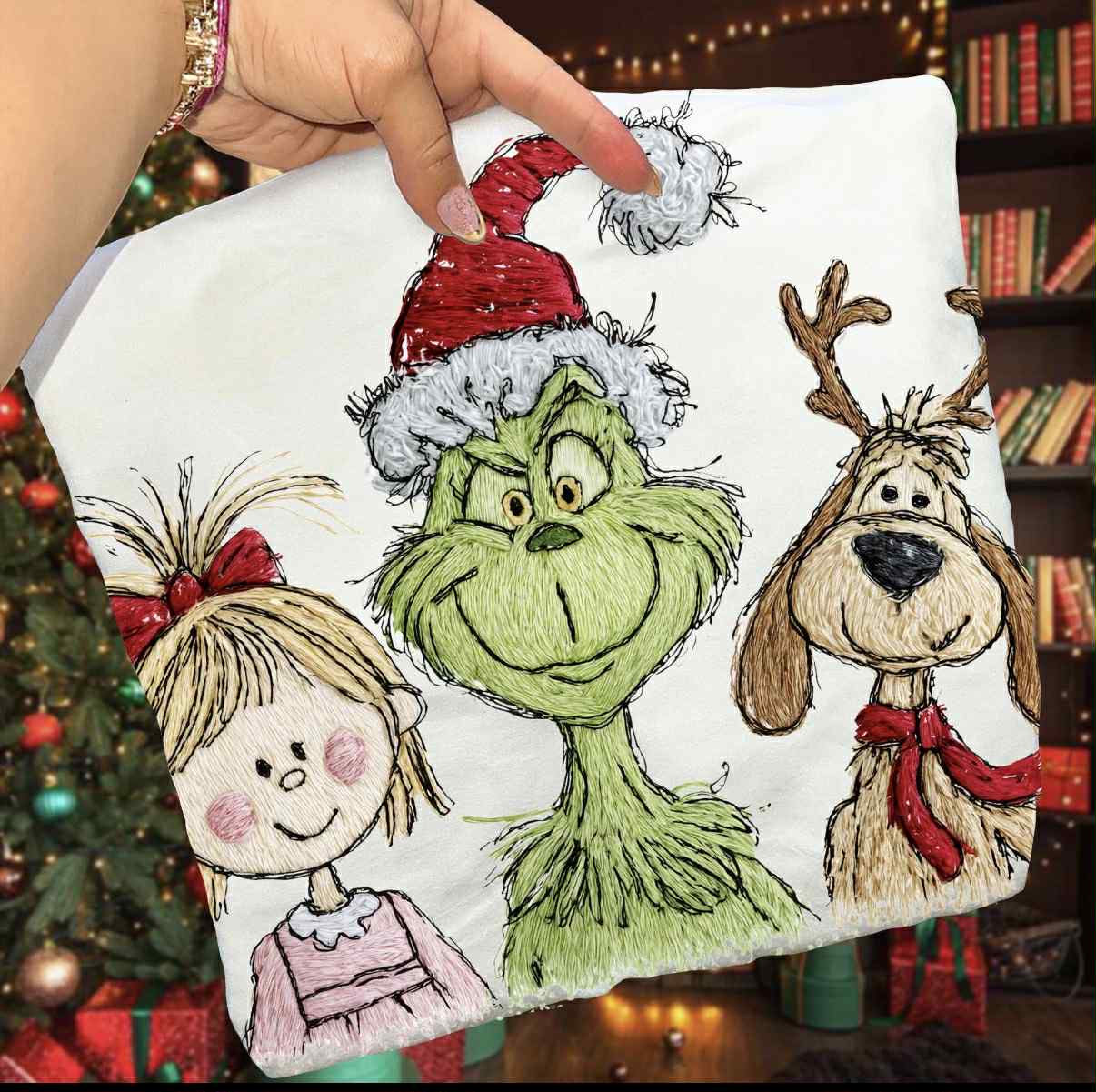 Faux Embroidery-Whoville(Grinch, Cindy, Max) | Christmas | Holiday