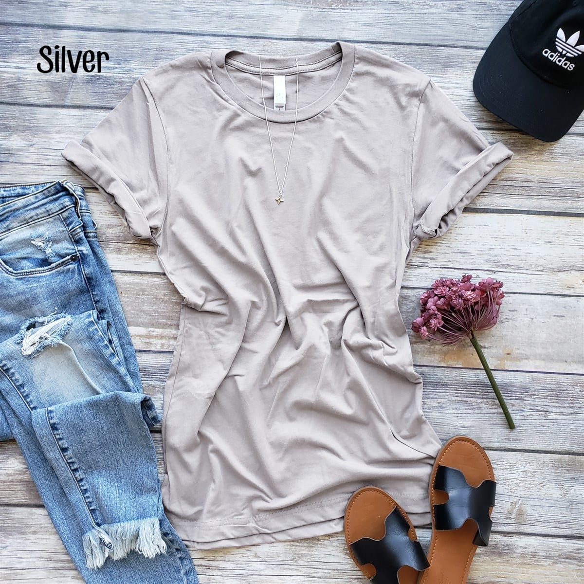 Short Sleeve Crew Basic T-shirt | BLACK & GREY
